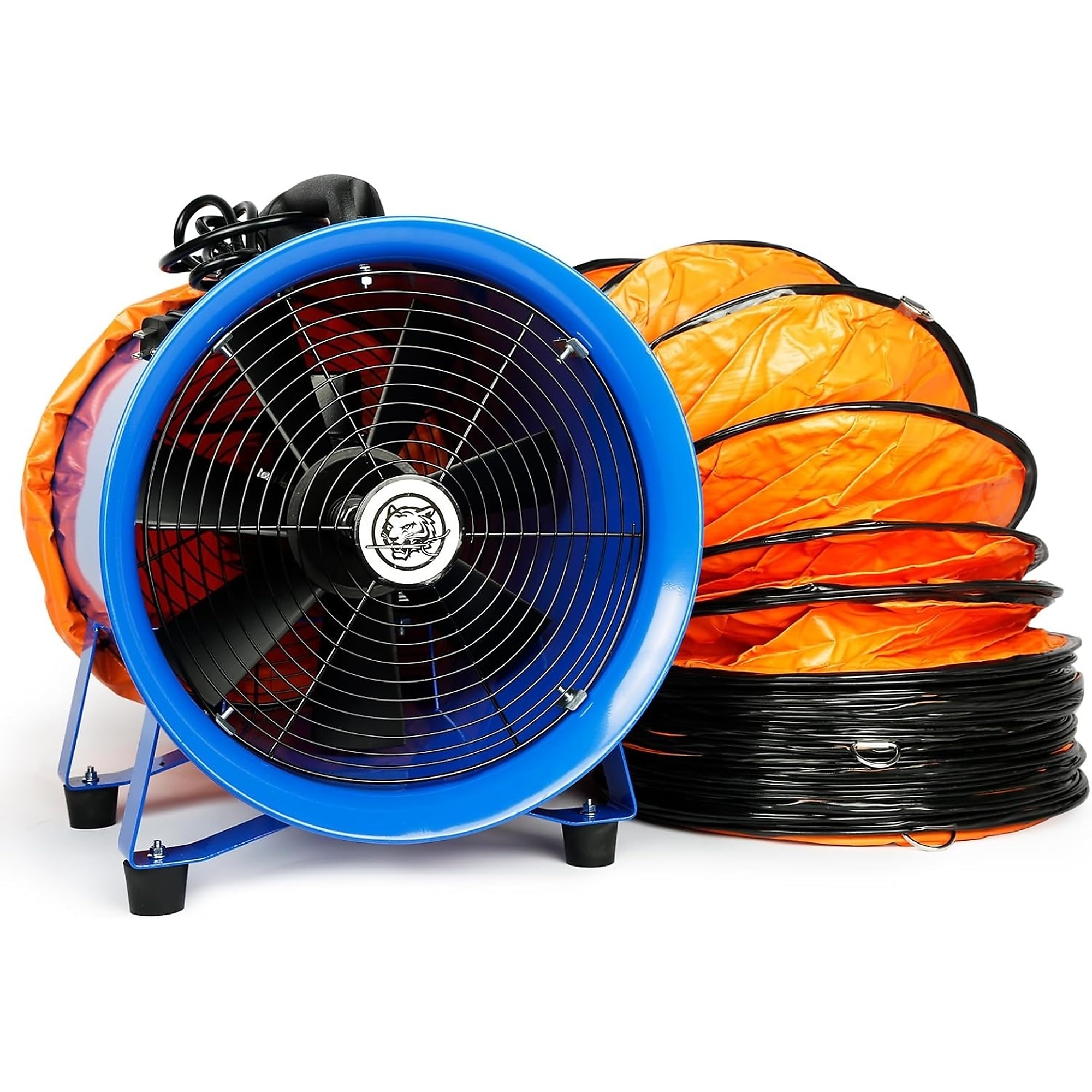 EdenDirect 12" 520W Utility Blower – 3350 r/min High-Velocity, Low-Noise Portable Exhaust Fan with 33 ft PVC Duct, Heavy-Duty Ventilator for Home & Workshop Fume Removal